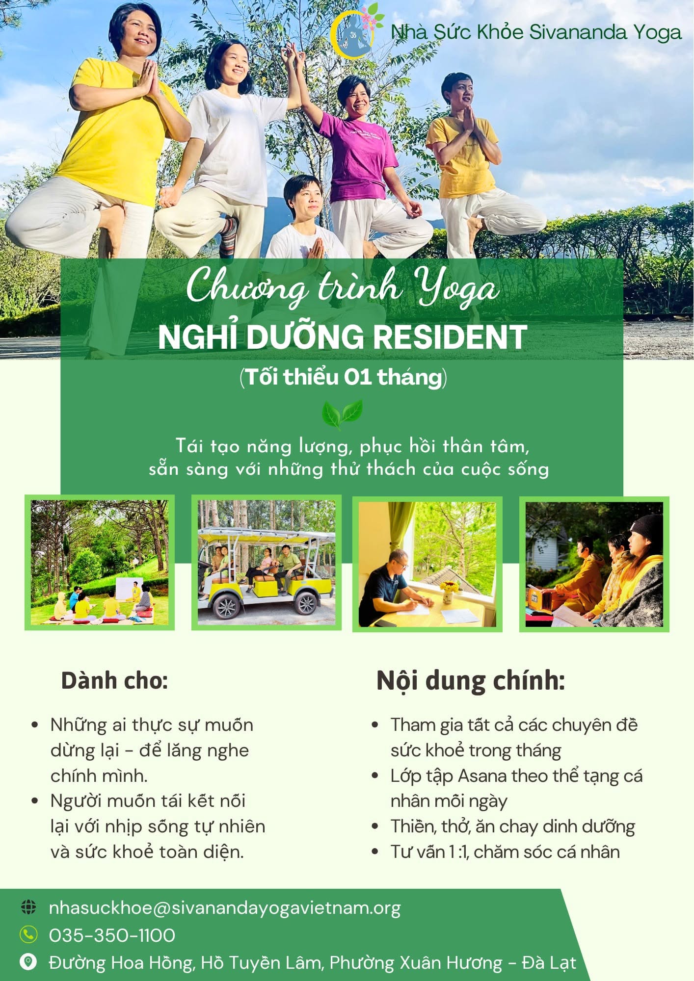 1-month Yoga Resident Retreat poster at Nhà Sức Khỏe K'Lan